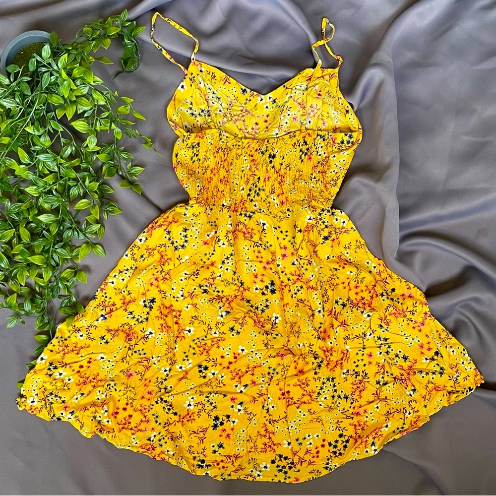 LCW Colorful Floral Summer Beach Dress Yellow Size 42/L
